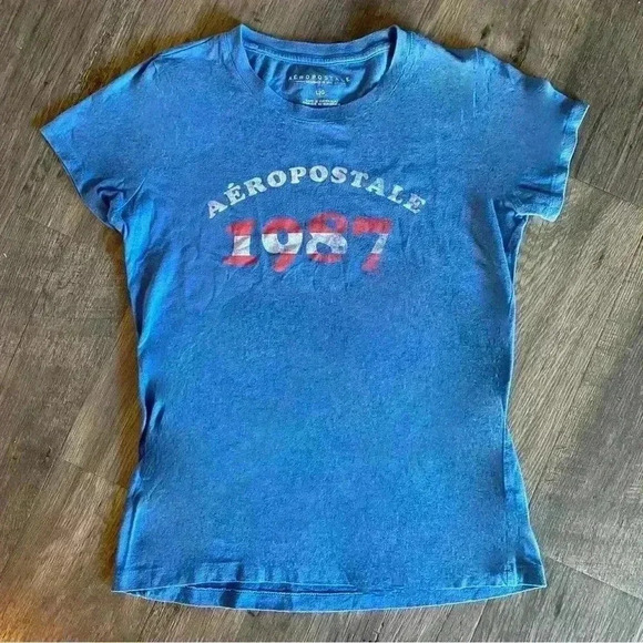 Aeropostale Girls VINTAGE T-Shirt with 1987 Graphic - Size L - Picture 2 of 5